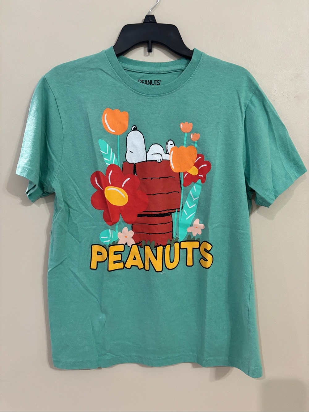SALE Peanuts Snoopy Graphic Tee in Teal with Floral Print